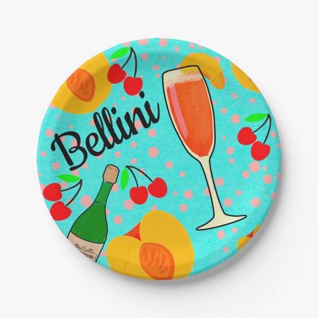 Bellini Cocktail Paper Plate (Front)