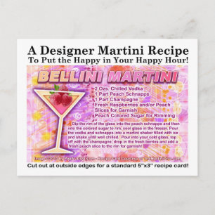 Bellini Martini Recipe Postcard