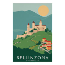 Bellinzona Retro Art Noveau Swiss Travel