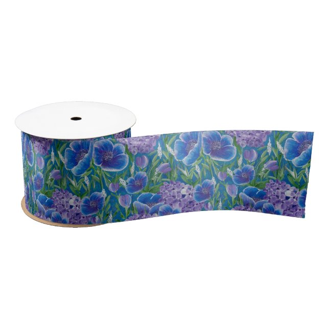 BellisimaHydrangea Floral Ribbon Satin Ribbon (Spool)