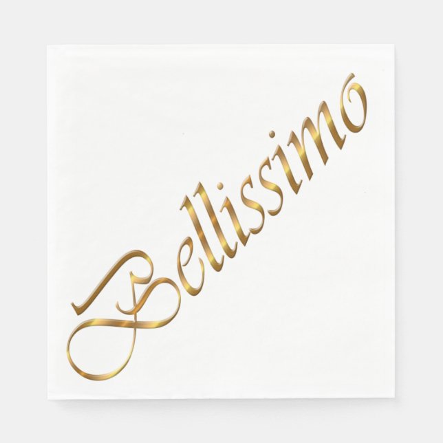 Bellissimo. Golden gradient text. Napkin (Front)
