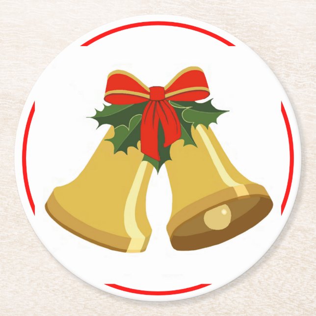 Bells are Ringing Round Paper Coaster (Front)