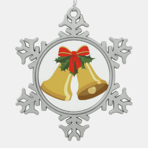 Bells are Ringing Snowflake Pewter Christmas Ornament