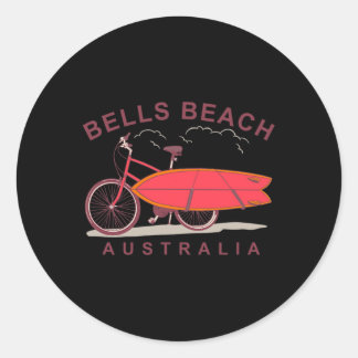 Bells Beach Australia Surfboard Bike Surfer  Classic Round Sticker