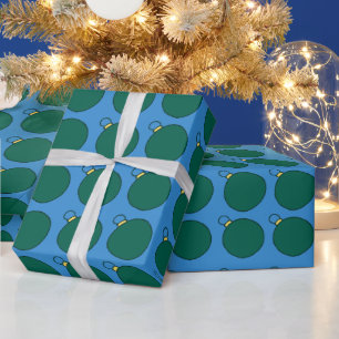 Bells in green illustration wrapping paper