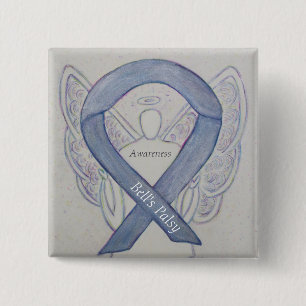 Bell's Palsy Silver Awareness Ribbon Angel Art Pin