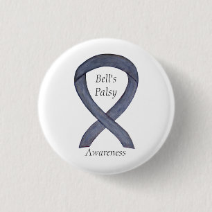 Bell's Palsy Silver Awareness Ribbon Custom Pin
