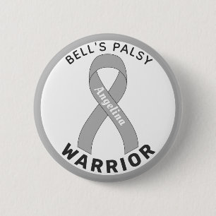 Bell's Palsy Warrior Ribbon White Button