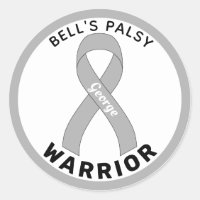 Bell's Palsy Warrior Ribbon White Round Sticker