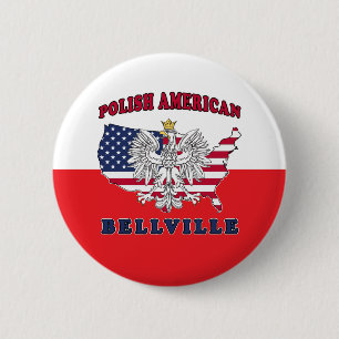Bellville Texas Polish American 6 Cm Round Badge