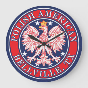 Bellville Texas Polish American Eagle Large Clock
