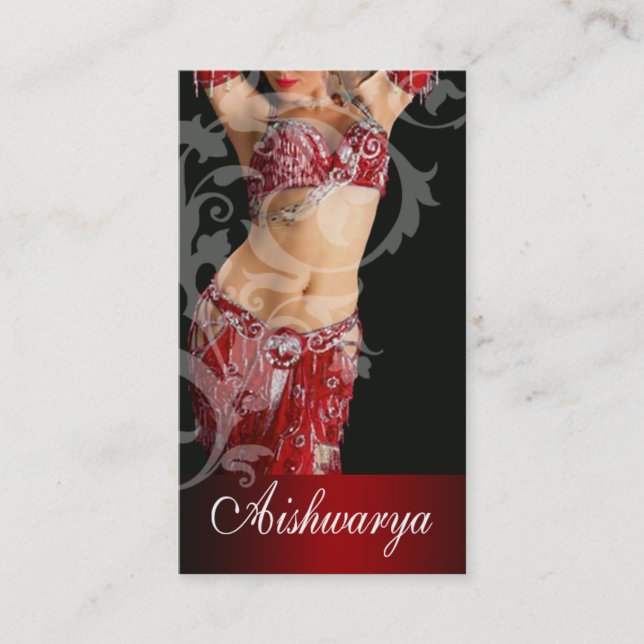 Belly Dancer III, Bollywood Hindi Fashion (red) Business Card (Front)