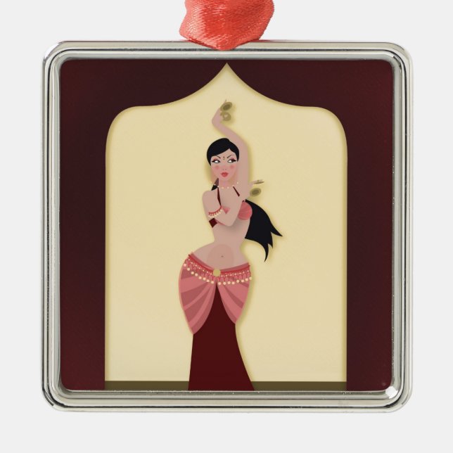 Belly Dancer Middle Eastern dancer Metal Ornament (Front)