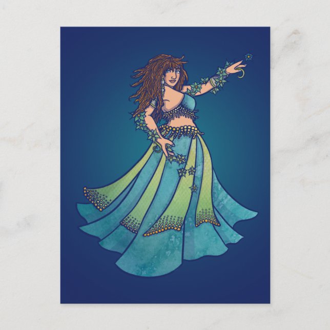 Belly Dancer Ruby Teal Art Postcard (Front)