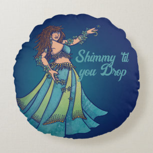Belly Dancer Ruby Teal Art  Round Cushion