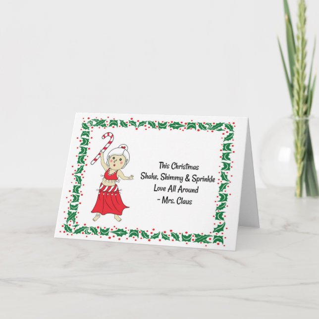 Belly Dancing Mrs. Claus Holiday Card (Front)