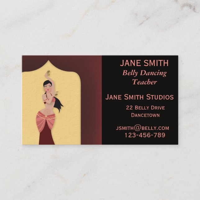 Belly Dancing teacher dance teacher dance studio Business Card (Front)