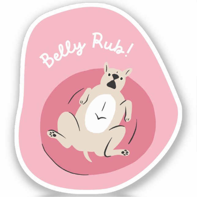 "belly rub" funny dog illustrated pink retro (Front)