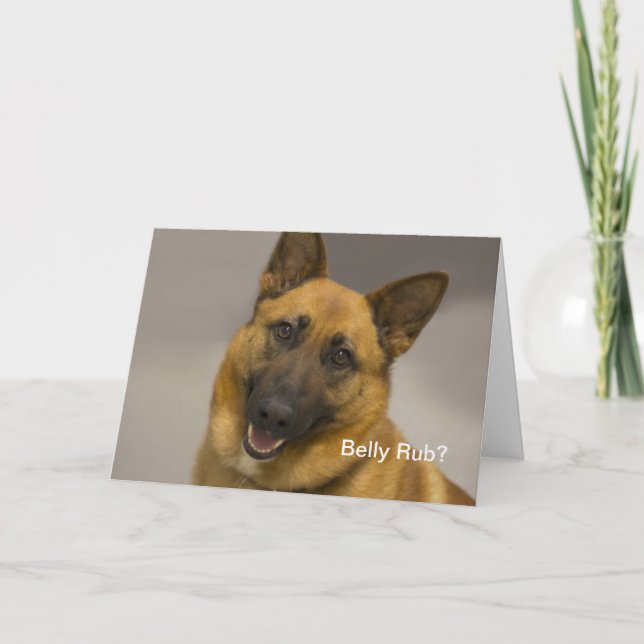 Belly Rub German Shepherd Birthday Card (Front)