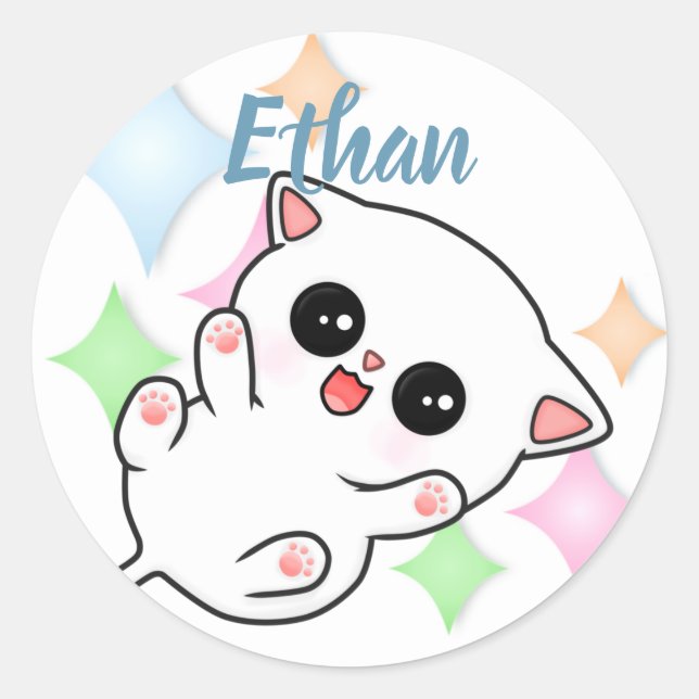 Belly Rub Time Kitten Classic Round Sticker (Front)