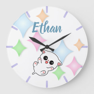 Belly Rub Time Kitten Large Clock