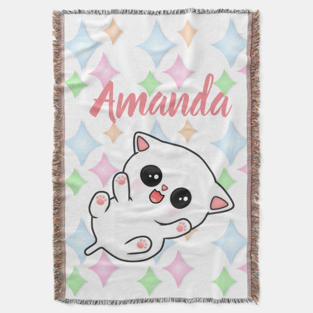 Belly Rub Time Kitten Throw Blanket (Front Vertical)