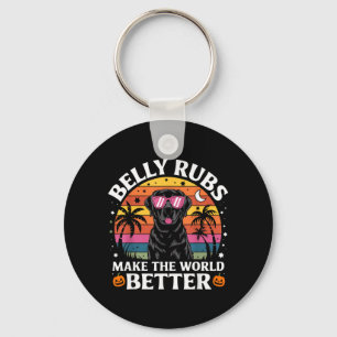 Belly Rubs Make The World Better Black Lab Dog Key Ring