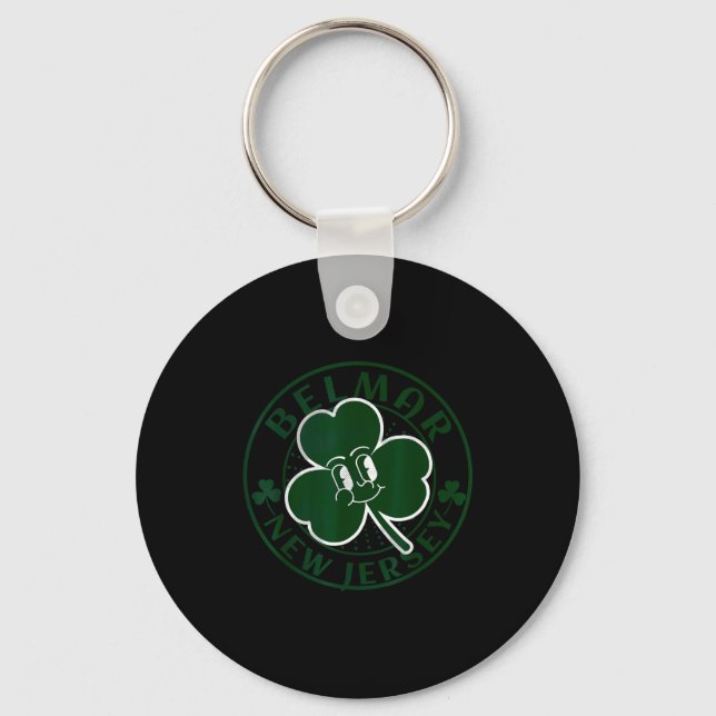 Belmar New Jersey Irish Shamrock Nj Retro Souvenir Key Ring (Front)