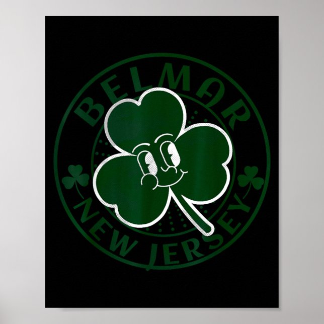 Belmar New Jersey Irish Shamrock Nj Retro Souvenir Poster (Front)