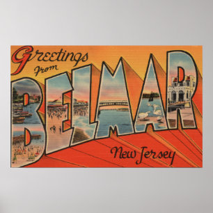 Belmar, New Jersey - Large Letter Scenes Poster