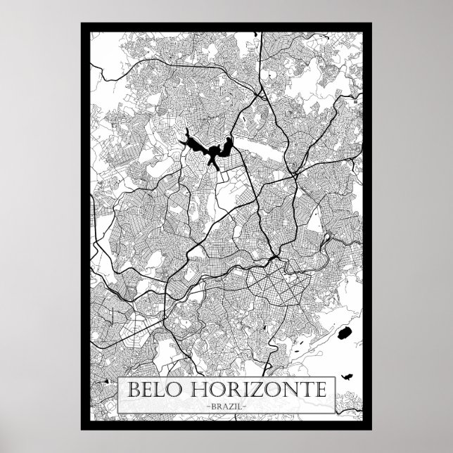 Belo Horizonte Brazil Map Poster (Front)