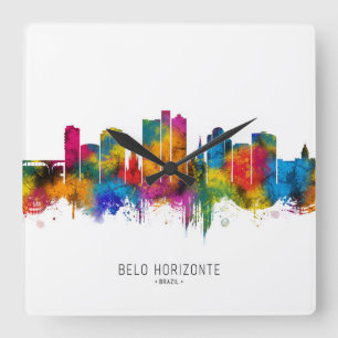 Belo Horizonte Brazil Skyline Square Wall Clock