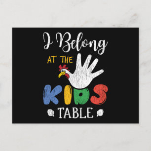 Belong At The Kid Table Matching Thanksgiving Kids Postcard