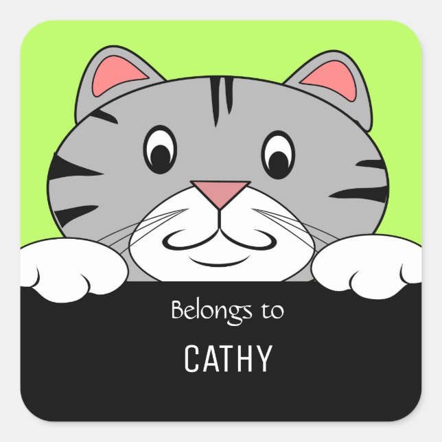 Belongs To Kitten Book Label Sticker (Front)
