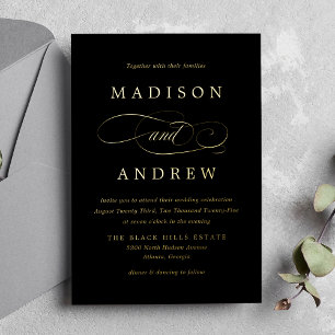 Beloved Black and Gold Calligraphy Wedding