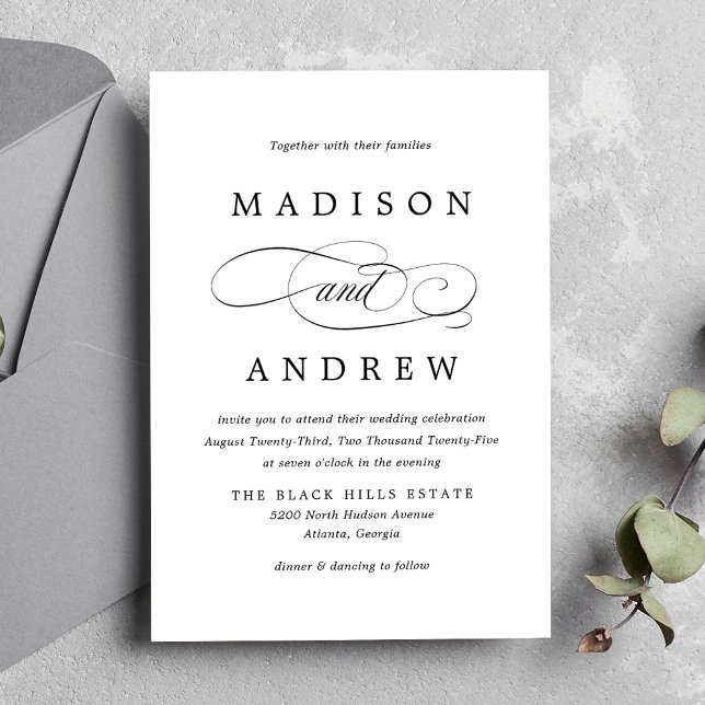 Beloved Black Calligraphy Wedding Invitation (Creator Uploaded)