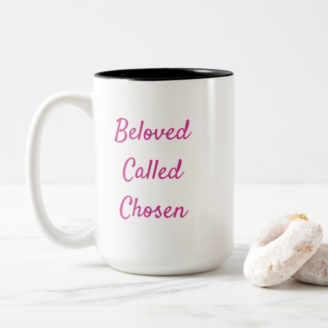 Beloved Called Chosen Inspiring Mug (With Donut)