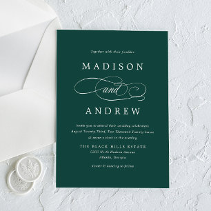 Beloved Calligraphy Green Wedding Acrylic Invitations