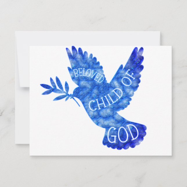 Beloved Child of God Dove Baby Design Card (Front)