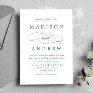 Beloved Green Calligraphy Wedding Invitation