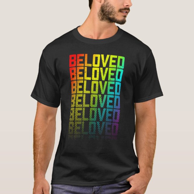 Beloved Lgbtq+ Rainbow Gay Pride Text Fade Graphic T-Shirt (Front)