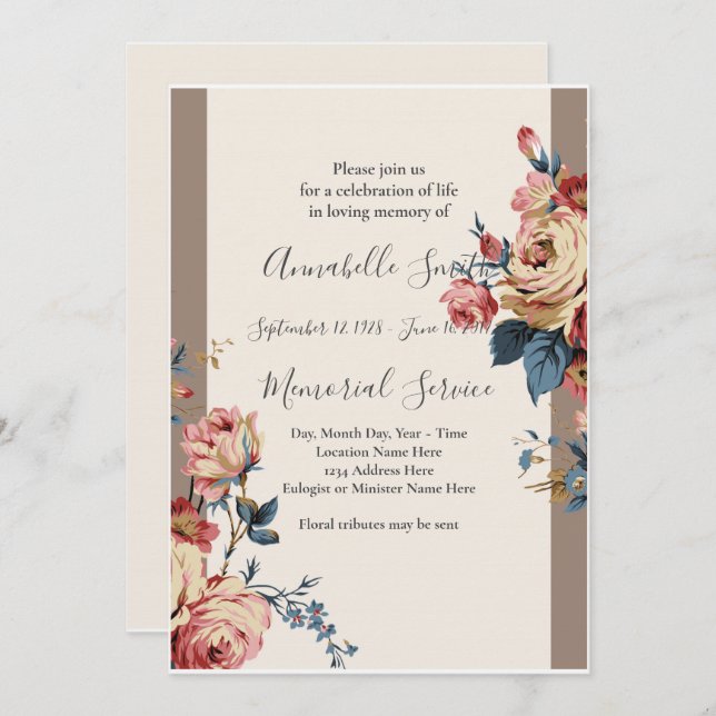 beloved  Loving Memory Invitation (Front/Back)
