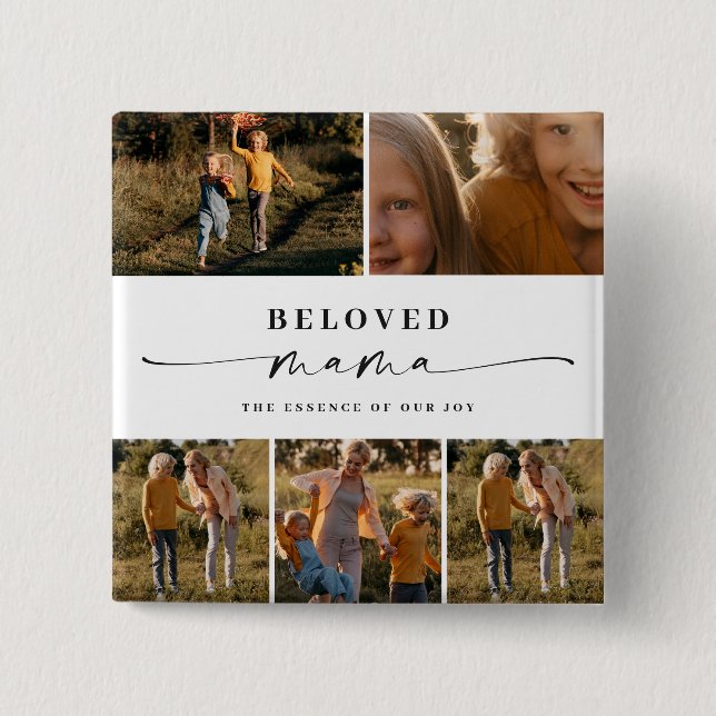 Beloved Mama Mum Happy Mother's Day Photo Collage 15 Cm Square Badge (Front)
