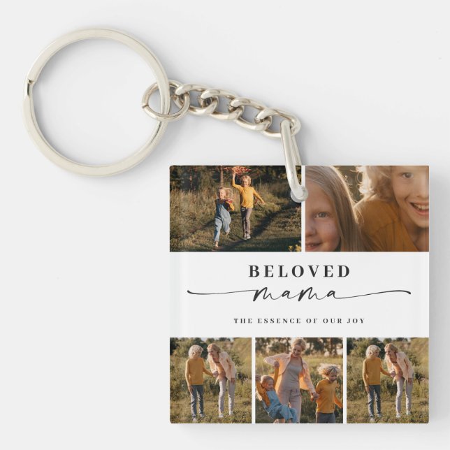 Beloved Mama Mum Happy Mother's Day Photo Collage Key Ring (Front)