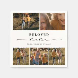 Beloved Mama Mum Happy Mother's Day Photo Collage Napkin