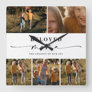 Beloved Mama Mum Happy Mother's Day Photo Collage Square Wall Clock