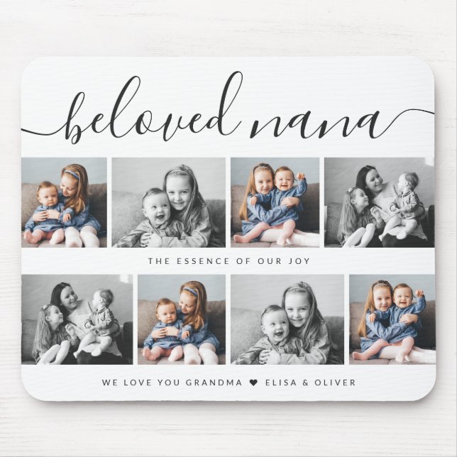 Beloved Nana Grandma Custom Family Photo Keepsake Mouse Pad (Front)