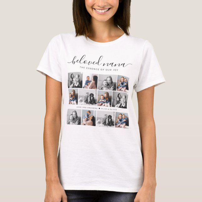 Beloved Nana Grandma Custom Family Photo Keepsake T-Shirt (Front)