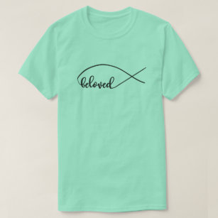 Beloved script, Jesus fish, custom design T-Shirt