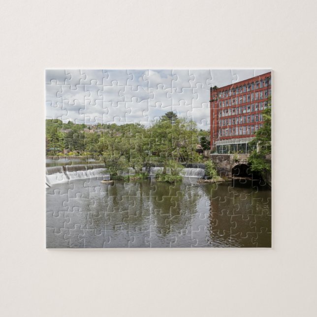 Belper East Mill and weir in Derbyshire photo Jigsaw Puzzle (Horizontal)